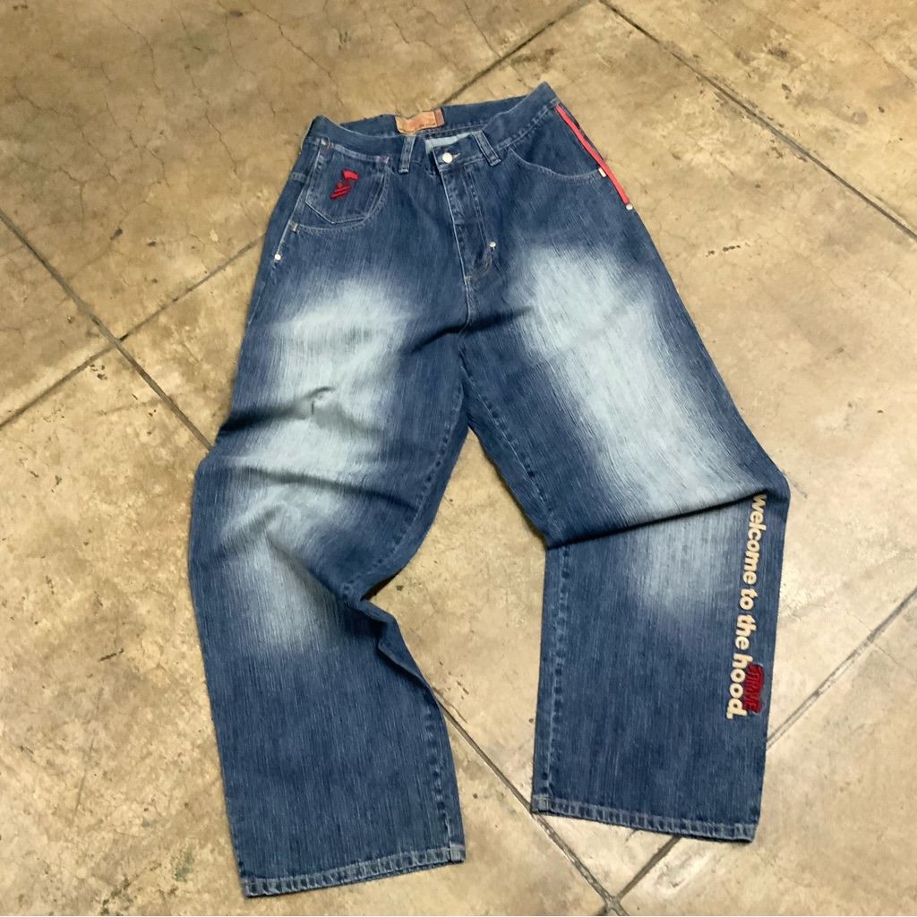 Men's Blue Sandblast Denim Pants